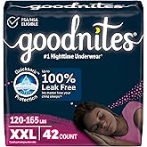 Goodnites Girls' Nighttime Underwear, Size XXL (120-165 lbs), 42 Ct (2 Packs of 21), Packaging May Vary