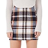 Scacto Women's Casual High Waist Plaid Skirt Bodycon Pencil Wool Mini Skirts