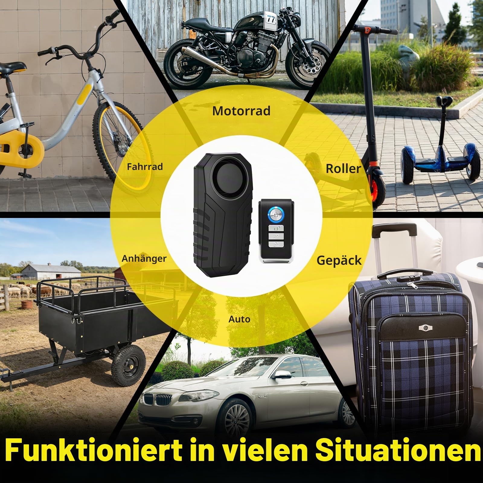 NineLeaf Fahrradalarm mit Fernbedienung, Anti-Diebstahl-Fahrradalarm, Fahrradalarmanlage für Motorrad, Auto, Roller, kabellose Vibrationserkennung, Anti-Diebstahl-Schutz 113dB Super Laut 8