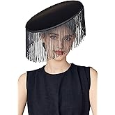 Coucoland Fascinators Hats for Women - Tea Party Cocktail Fascinator Flat Kentucky Vintage Funeral Derby Hat with Tassels