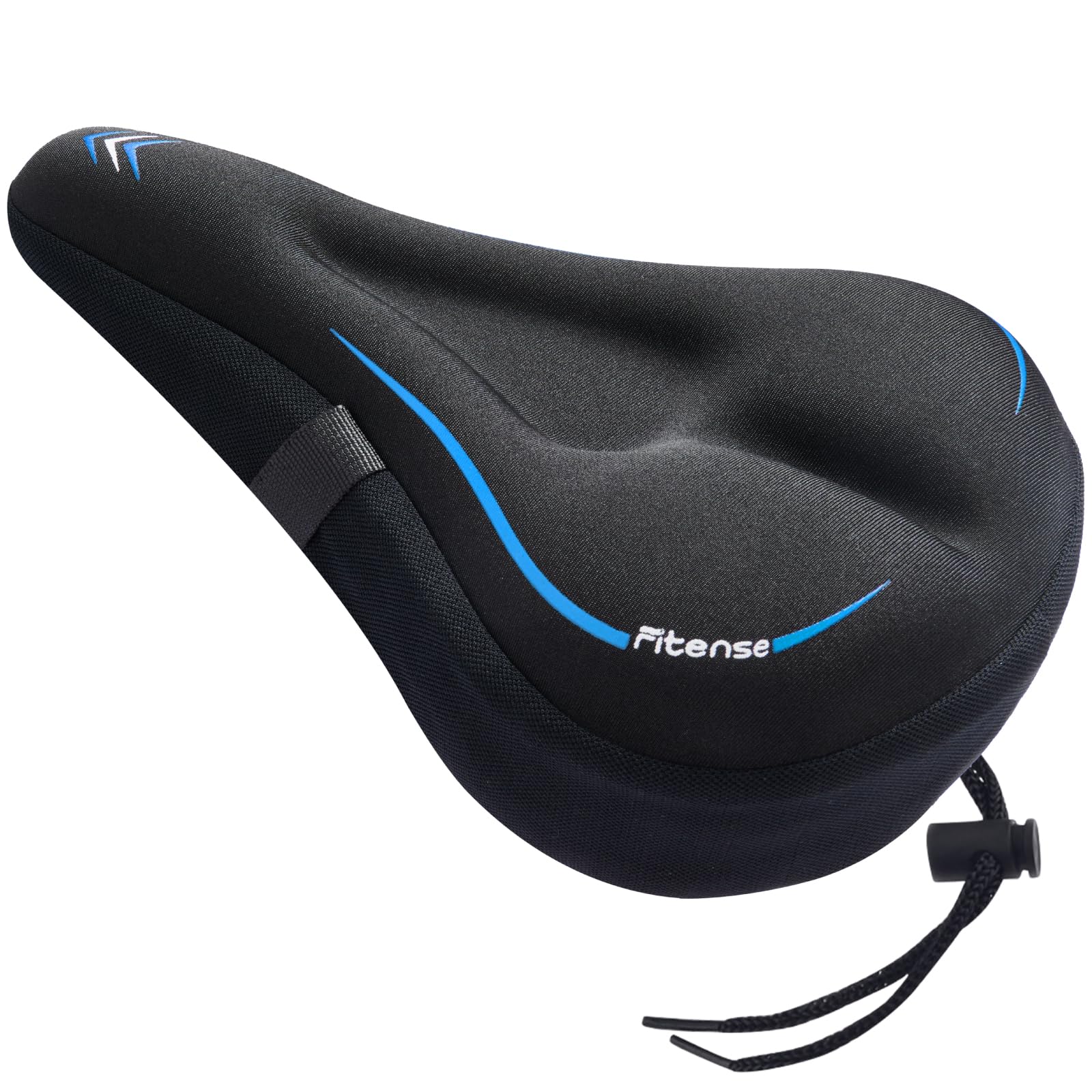 Photo 1 of Fitense Bike Seat Cushion, Comfort Bike Seat Cover for Men Women, Exercise Bicycle Seat Cushion Padded Cover Compatible with Peloton, Mountain Stationary Bikes, Blue
