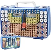 Battery Organizer Storage Case, Double-Sided Garage Holder Box Batteries Container with Tester Checker for 269pcs AA AAA AAAA