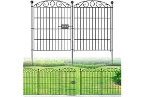 BILIBOMPA Garden Fence 12 Panel with Gate - 30in H x 23.6ft L, No Dig Rustproof Metal Tall Animal Barrier for Dogs Rabbits, Decorative Outdoor Border for Yard, Patio, and Flower Beds
