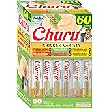 INABA Churu Cat Treats, Grain-Free, Lickable, Squeezable Creamy Purée Cat Treat/Topper, 60 Servings, Chicken Variety Box