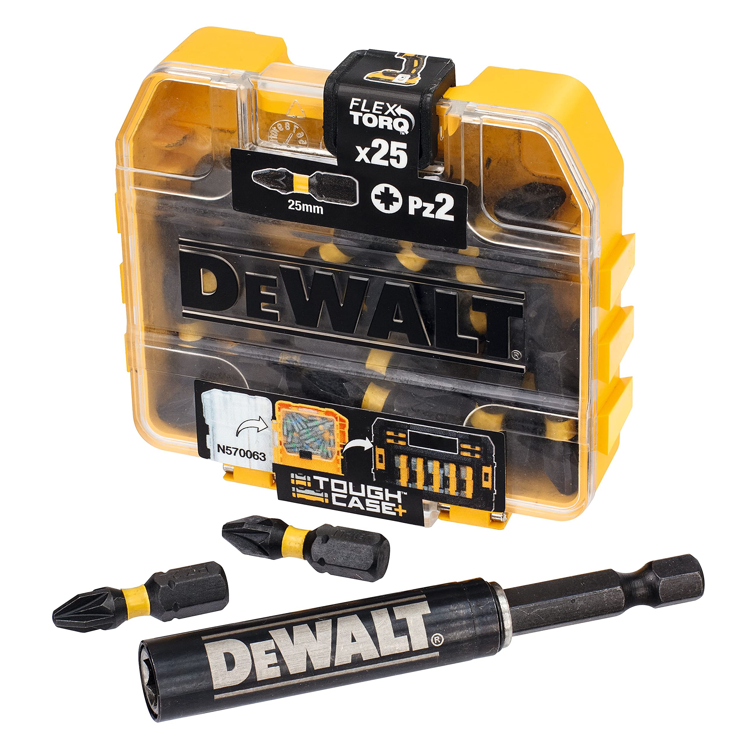 DeWalt DT70586T-QZ - Small Impact Bit Case - 25 x PH2 25 mm - for Drill and Screwdriver, Black and Yellow