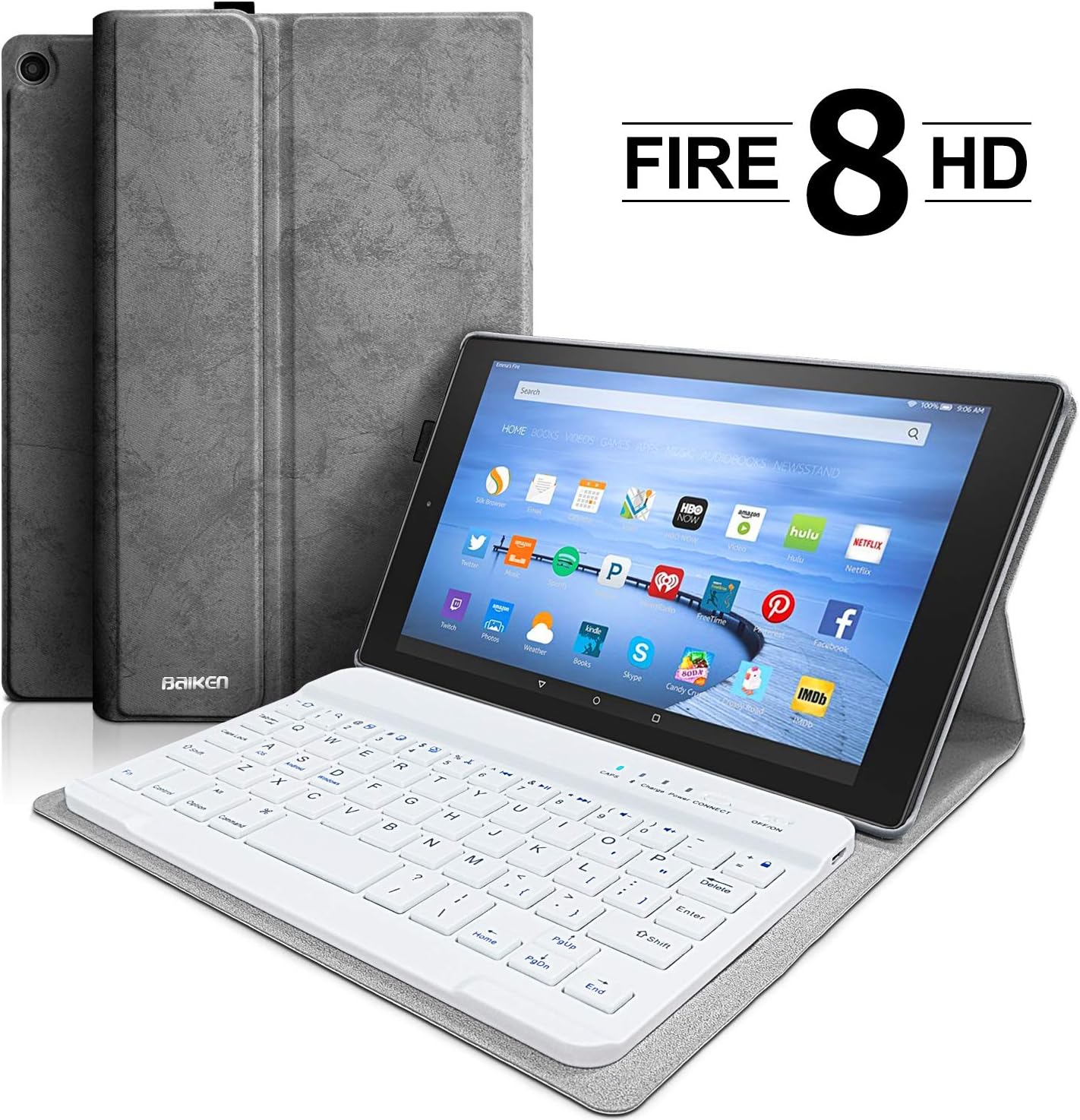 Amazon Com Keyboard Case For Hd 8 7th And 8th Gen 17 And 18 Releases Hd 8 Tablet Case With Detachable Wireless Bluetooth Keyboard Computers Accessories