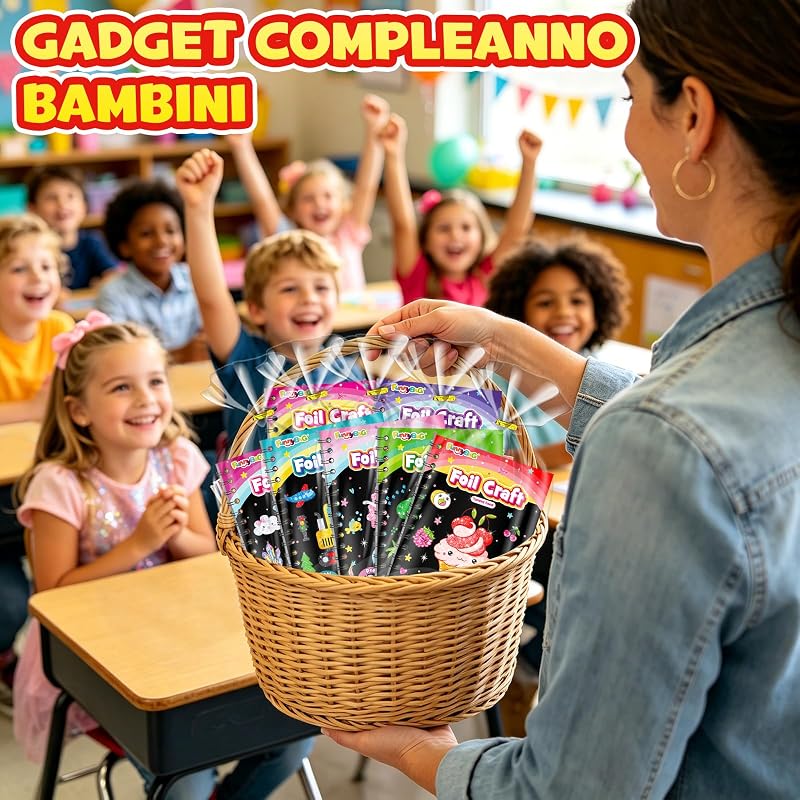 16 Kit Foil Art Attività Libri Gadget Compleanno Bambini — foto 6 di 7