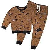 HonestBaby baby-boys 2-piece Cozy Fleece Crew Neck and Sweatpant Set 100% Organic Cotton for Infant Baby and Toddler, Boys