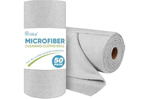 AIDEA Microfiber Cleaning Cloth Roll Grey-50PK, Reusable Paper Towels Tear Away Towels, Washable Shop Rags, Microfiber Towels