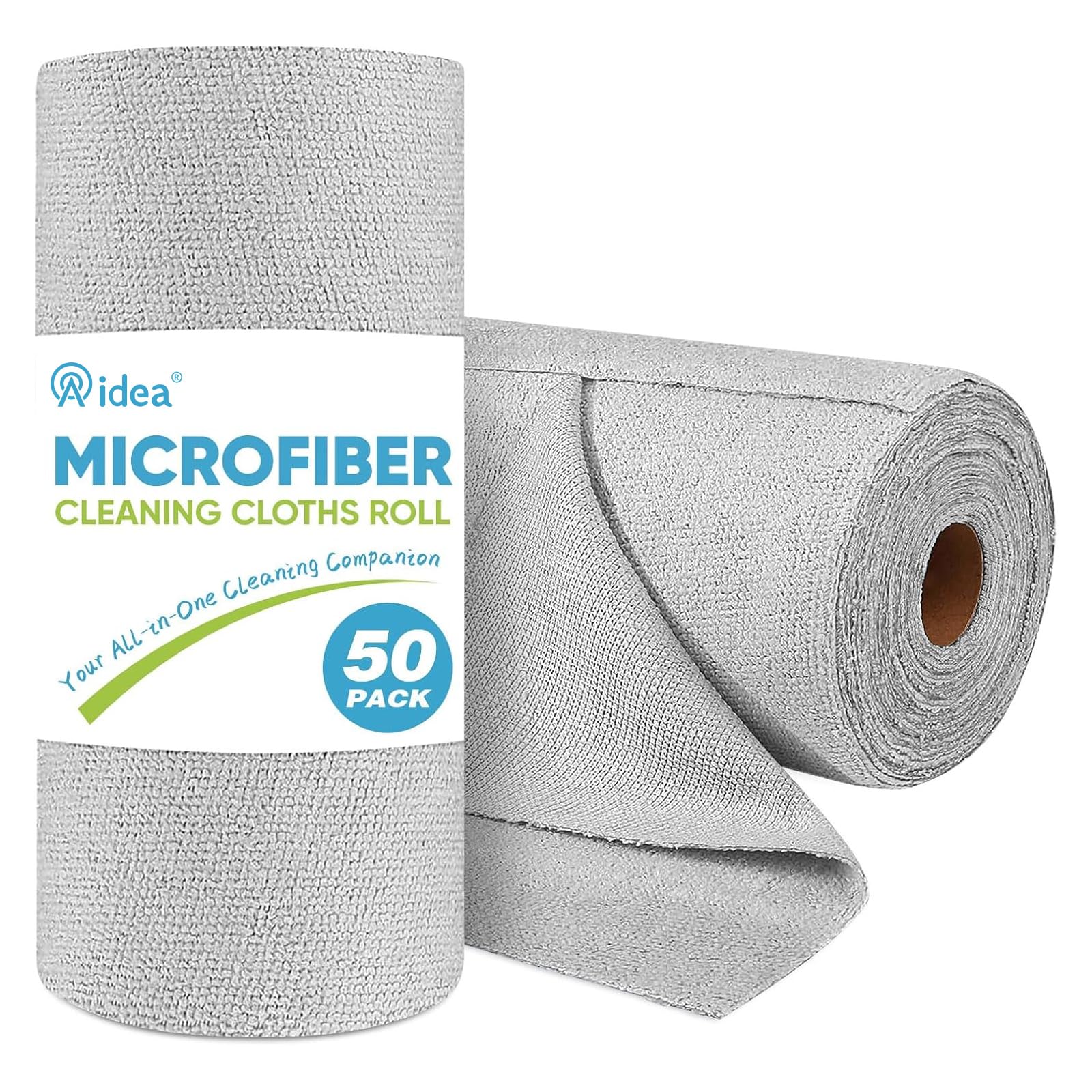 Photo 1 of *MINOR DAMAGE - USED*
AIDEA Microfiber Cleaning Cloth Roll, 50PK, Paper Towels Reusable Grey Tear Away Towels, Washable Shop Rags, Microfiber Towels for Cars, Lint Free Rags for House, Kitchen, Window,11.5"×11.5"