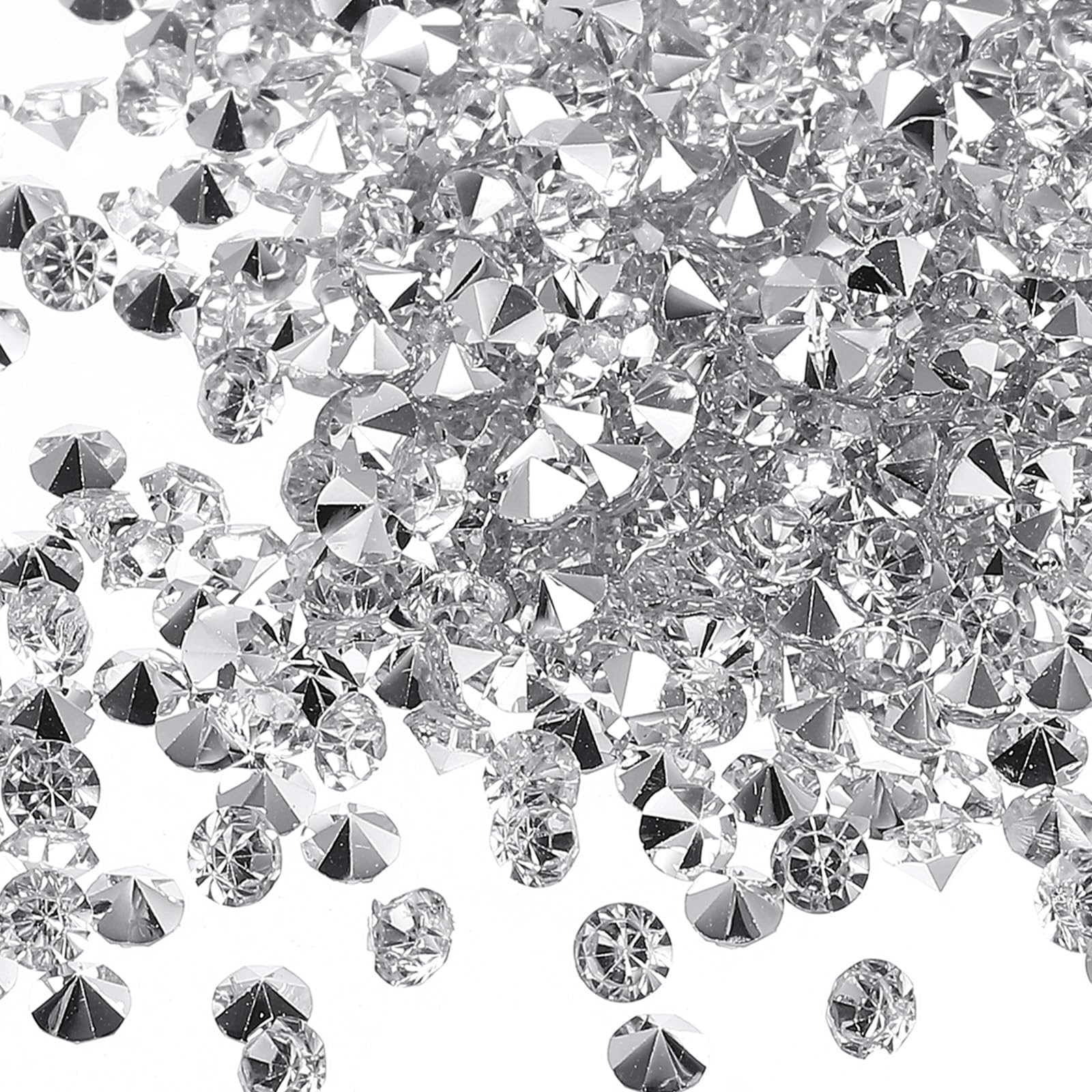 M METERXITY 10000 Pack Clear Acrylic Diamonds Vase Filler Wedding Table Scatter Crystals Diamonds Fake Confetti Gems Apply to Party/Wedding/Decoration (3mm Silver, Clear)