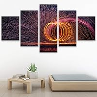 SIGNWIN 5 Panel Canvas Wall Art Modern Art Abstract Closeup Geometric Lights Mixed Media Modern Multicolor for Home Decorations Ready to Hang - 60