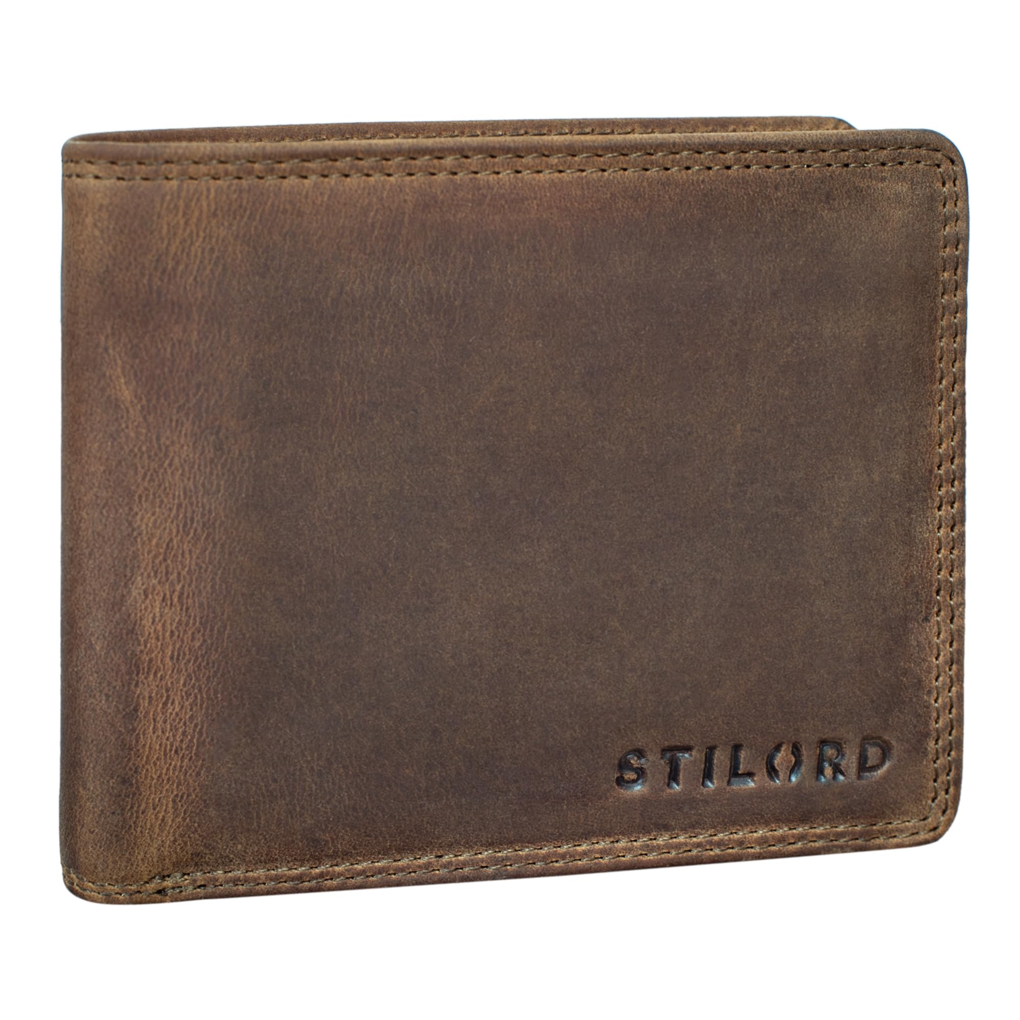 STILORD "Lunis" RFID Blocking Wallet Leather Vintage Wallet with Coin Pocket Slim Purse Classic Credit Card Holder Genuine Leather Colour:Middle Brown