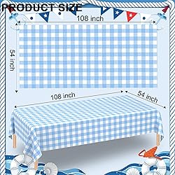 3 Pack Light Blue Gingham Tablecloth Rectangular