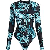 ZAFUL Women's Long Sleeve Rash Guard Swimsuit One Piece Zipper Surfing Bathing Suit