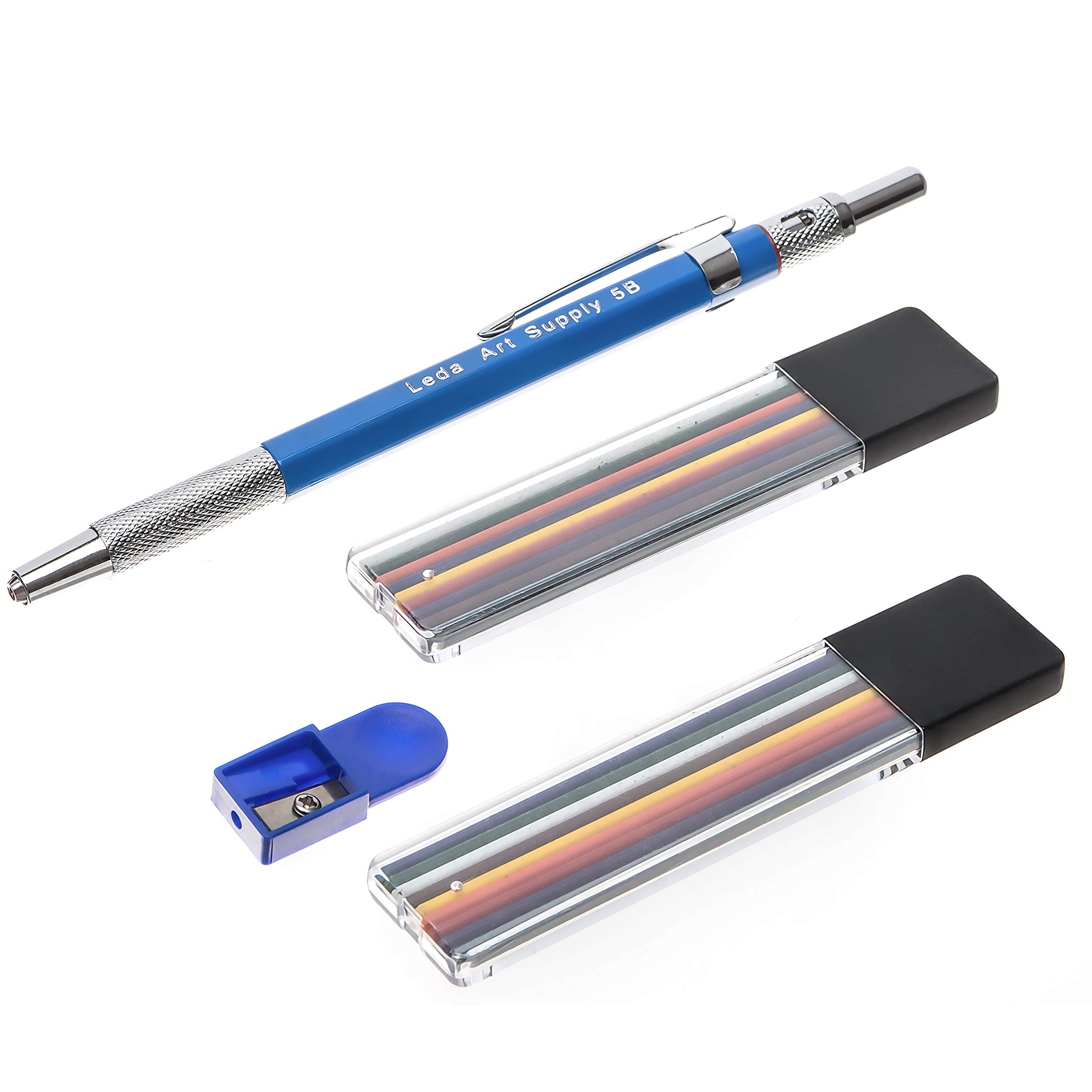 Leda Mechanical Colored Pencil Set with Two Cases of Colored Lead and Sharpener for Drawing and Sketching (Graphite) (Sided Ball)