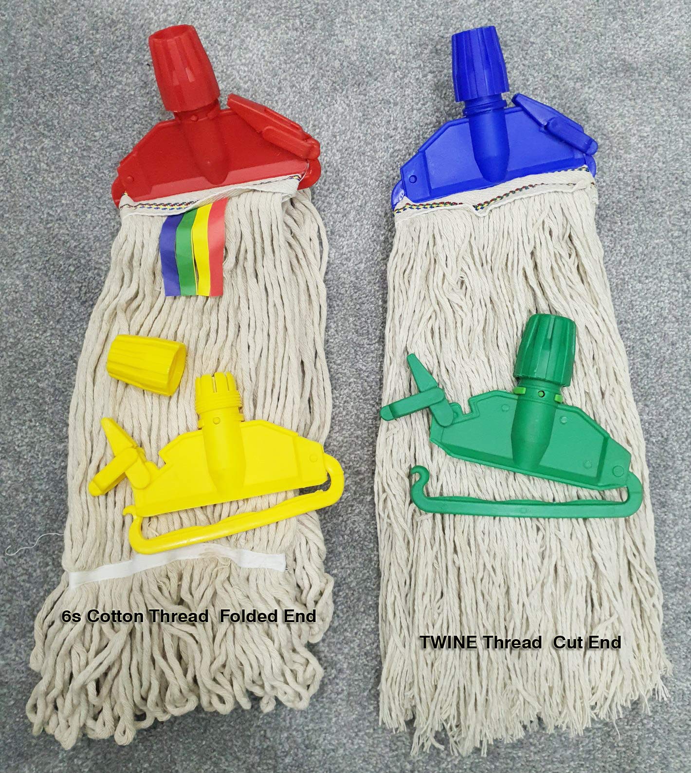 2Pack of Kentucky Twine Cotton Mop Head 16oz / 425gm Jumbo Large Mop Thick Super Absorbent Yarn For Everyday Commercial Mop Heads Heavy Duty Industrial Use