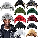 Turban Head Wraps for Men Skull Cap Halo Turban Pre-Tied Tassels Men Satin Lined Turban Hat with Fringe Twisted Tail (1, Light Grey)