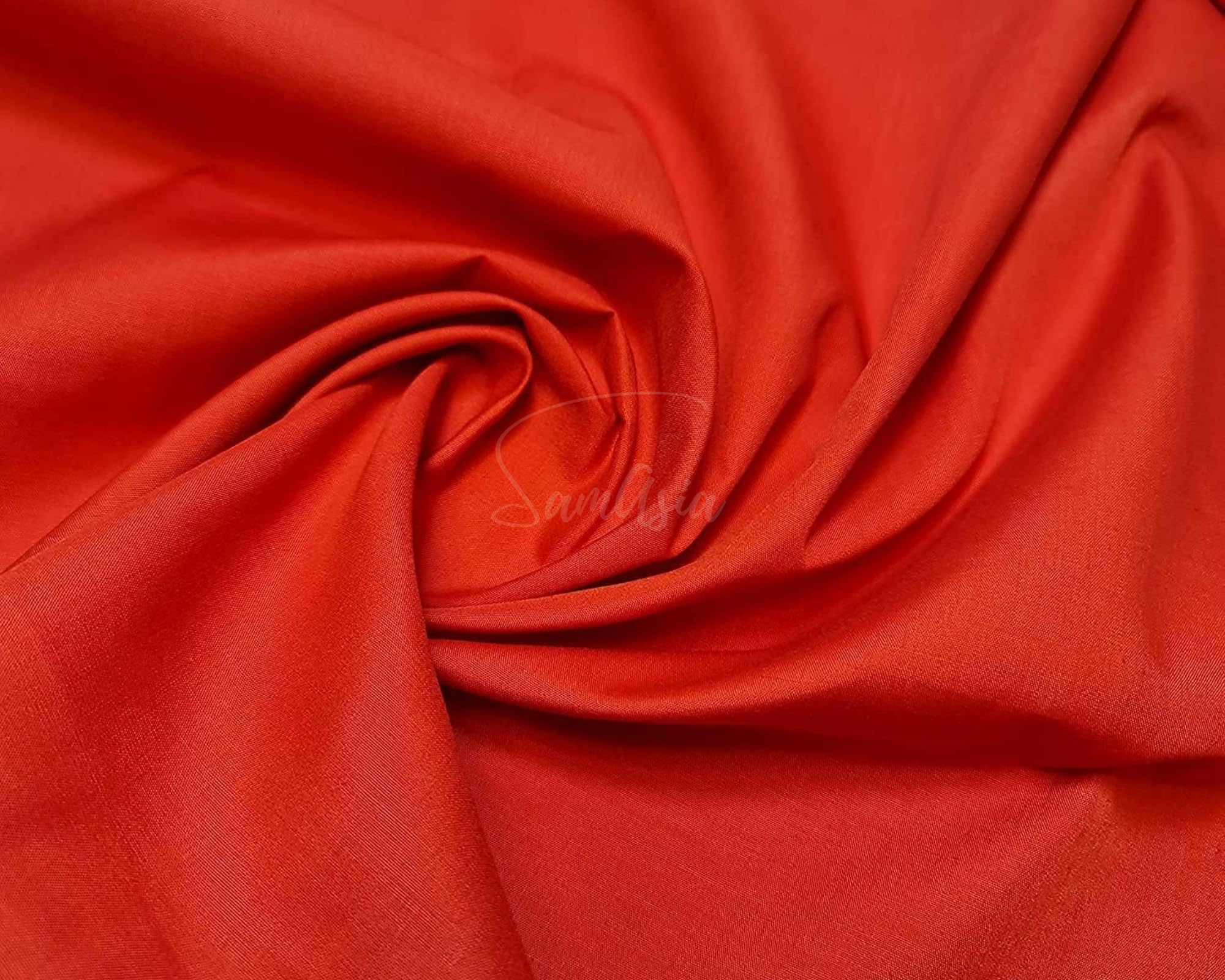 Plain Red Polycotton Fabric for Dressmaking, Art & Craft, Sewing, Quilting | 45'' - 115 cm Wide| Precut Length 5m