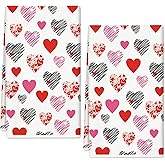 JarThenaAMCS Valentine's Day Kitchen Dish Towel 18 x 28 Inch Love Heart Dishcloth Hand Drying Tea Towel for Wedding Bridal Shower Home Kitchen Bathroom, 2Pcs