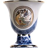 BEAUTIFUL GREEK STATUES Pythagoras Cup of Justice Zeus Artemis Pythagorean Fair Mug Ancient Greece Blue Cobalt Usable