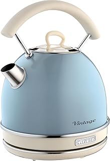 Ariete 2877 Kabelloser Wasserkocher Vintage, 1,7 L, 2200 W, blau, Rostfreier Stahl