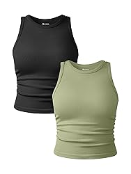 OQQ Women's 2 Piece Tank Tops Crew Neck Sleeveless