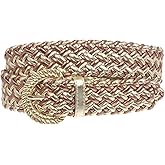Women's 1 1/4" Inch Wide Hand Made Metallic Braided Woven Casual Belt