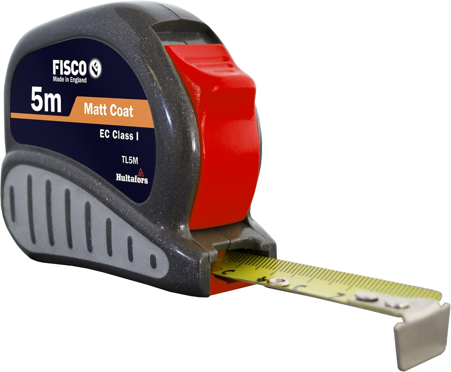 FISCO TV5M - Flexómetro clase I con caja ABS con empuñadura de goma TRI-LOK (5x25), Black, 5 m