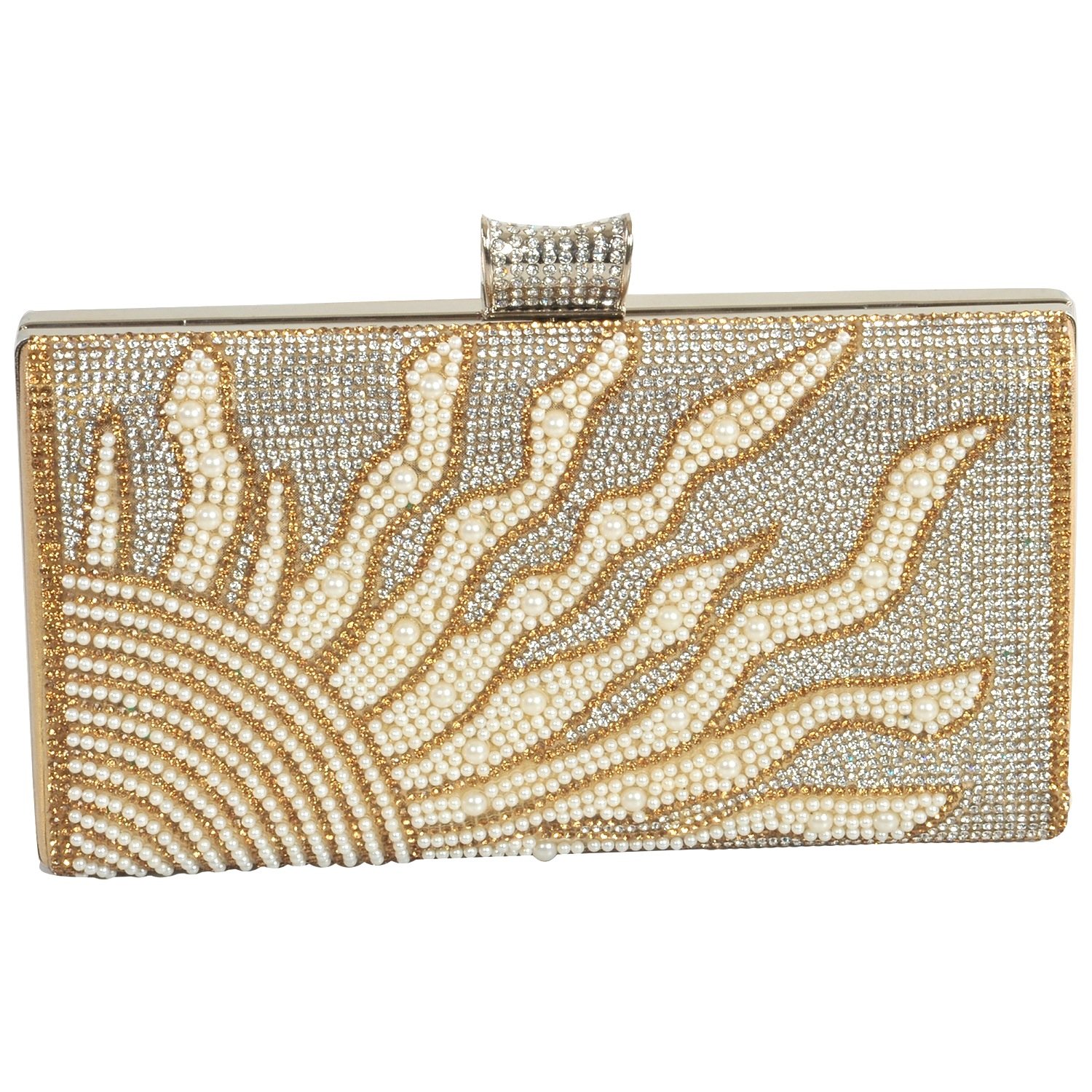 24x7 emall women's clutch (gold,premium pearl diamond silver two sided)