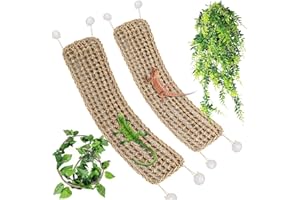 Tfwadmx 2Pcs Large Bearded Dragon Hammock,Lizard Lounger Natural Seagrass Fiber Hammocks,Reptile Hammock Climbing Habitat Tank Accessories with Flexible Vines Leaves Decor for Geckos Snakes Chameleon