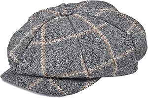 DSIA ZAMUR Mens Newsboy Cap High Woolen Tweed Gatsby Hat Ivy Cabbie Flat Golf Cap for Fathers Women Unisex