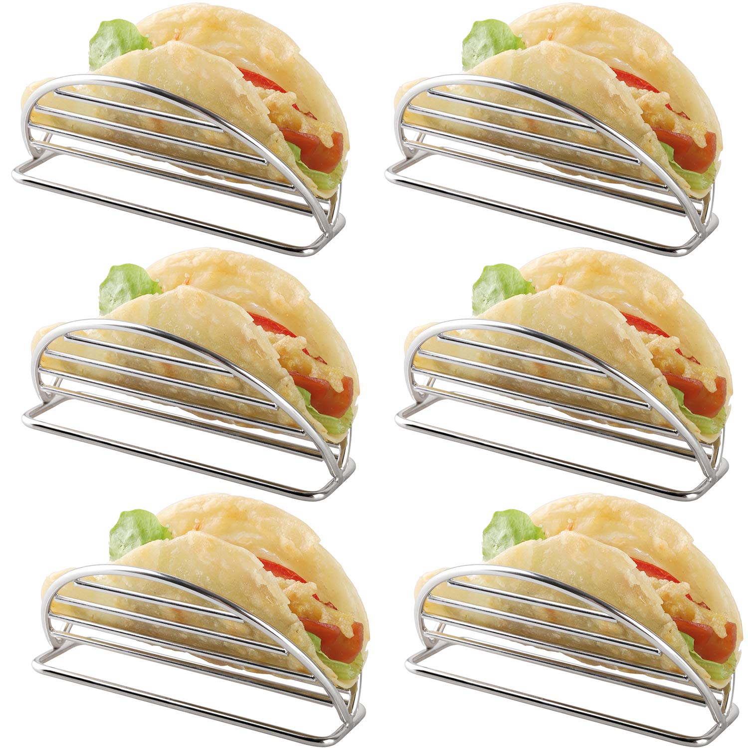 YellRin Taco Holder Stand Stainless Steel Taco Rack Tray Stand Up Holders Kitchen Set for Tortillas, Burritos, Parties & Restaurants (Taco Holders)