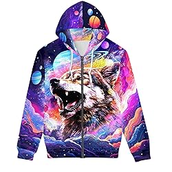 ENLACHIC Unisex Adult Novelty 3D Pink Galaxy Wolf