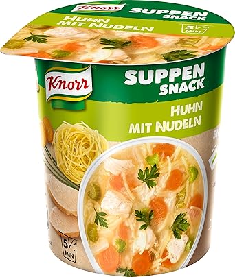 Knorr Suppen Snack Huhn mit Nudeln, 1 Portion, 8er Pack