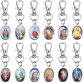 WenRity 20Pcs Oval Religion Jesus Virgin Mary Keychain Virgen de Guadalupe Keychain Catholic Gifts for Men Women Baptism Confirmation Christian Church Souvenir