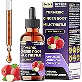 Tenmido 14in1 Liquid Turmeric Supplement with Ginger, Milk Thistle, Ceylon Cinnamon, Artichoke, Quercetin, Berberine HCl, Rosehip, Dandelion, Black Pepper & More - 30ml 1Fl Oz