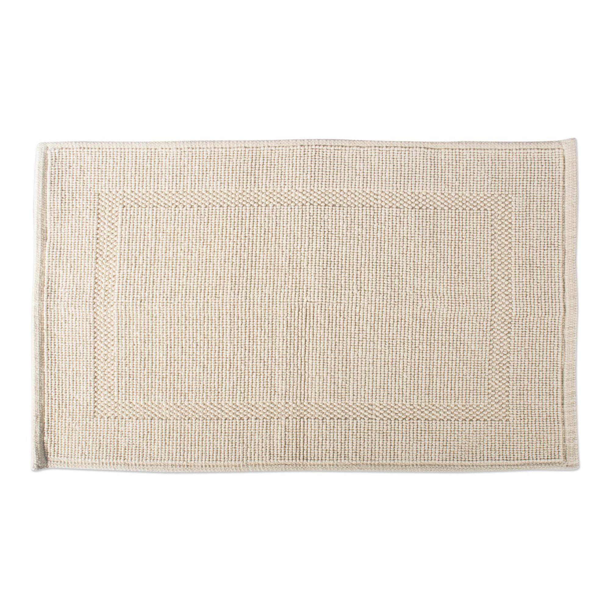 DII Oceanique Machine Washable, 100% Cotton Jacquard Rug Soft & Absorbent, Place Near Vanity, Bath Tub or Shower, 20x31, Bordered Natural, 2'7" x 1'8" (Rectangular)