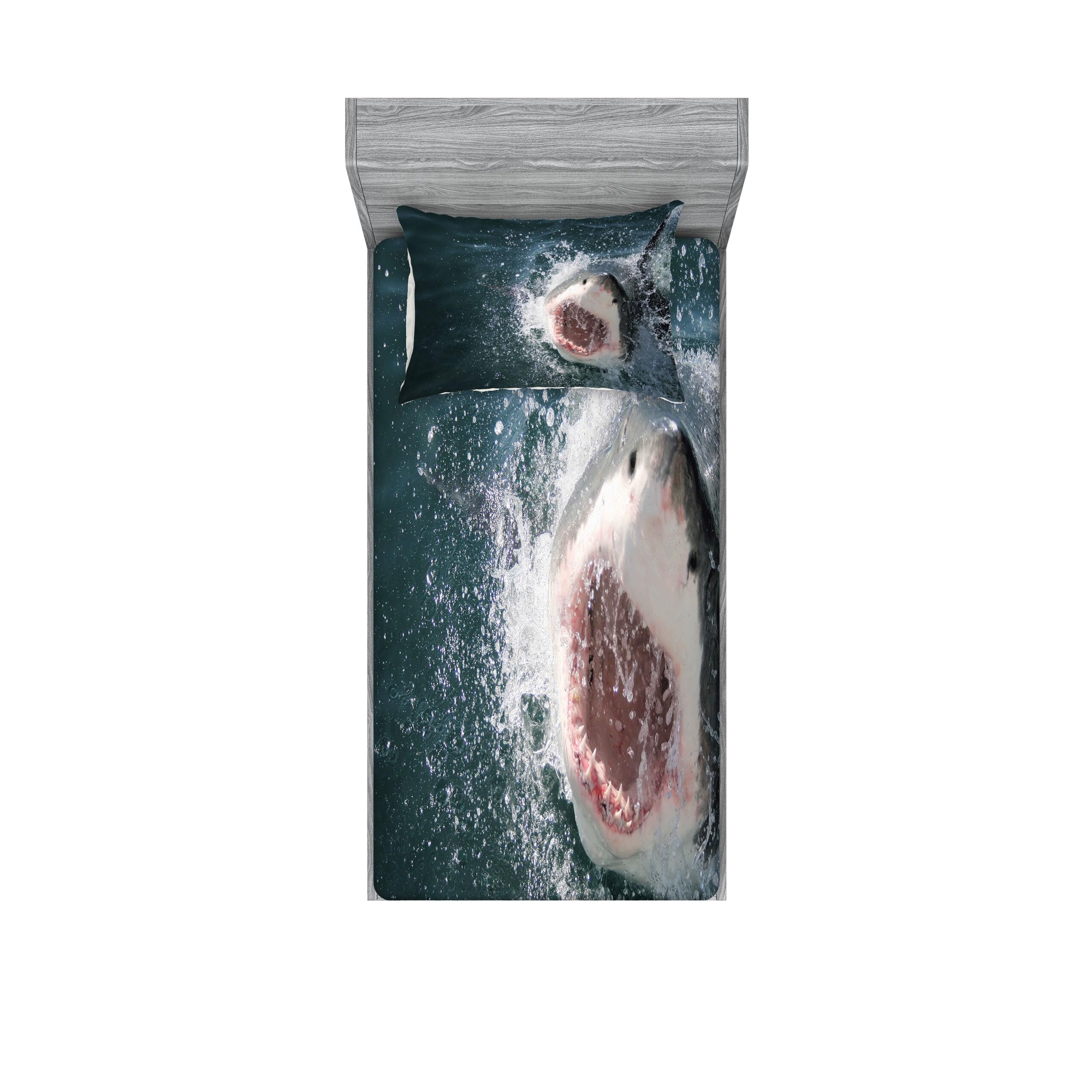 Ambesonne Shark Fitted Sheet & Pillow Sham