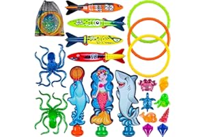 OLIKER Pool Diving Toys Games,Summer Pool Diving Swimming Toys for Kids Ages 4-8, 8-12,with Storage Bag, Summer Beach Colorful Toys,Dive Throw Toy for Pool, Beach, Bathroom and Party (20 Pcs)