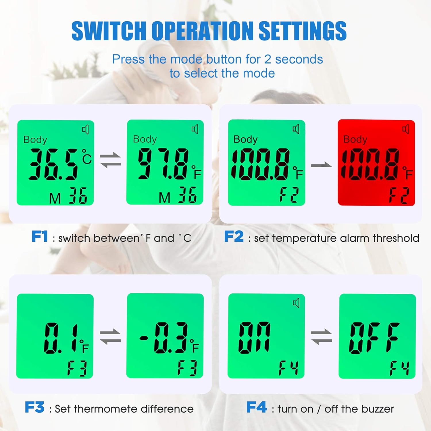 No Contact Infrared Forehead Thermometer, Temperature Gun with LCD Display Fever Alarm, Digital Touchless Thermometers 2 in 1 Dual Mode, No Touch Infrared Forehead Thermometer for Adults and Kids : Baby