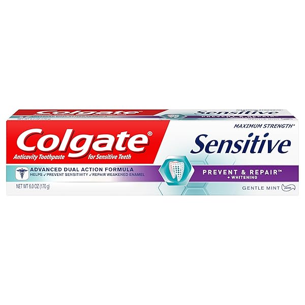 COLGATE SENSITIVE TOOTHPASTE, PREVENT AND REPAIR , MINT PASTE FORMULA, 6 OUNCE (1 PACK)