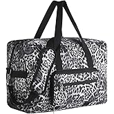 F.FETIVIN Travel Foldable Waterproof Duffel Bag - Lightweight Carry on Luggage Tote Duffel Bag(Leopard Print)