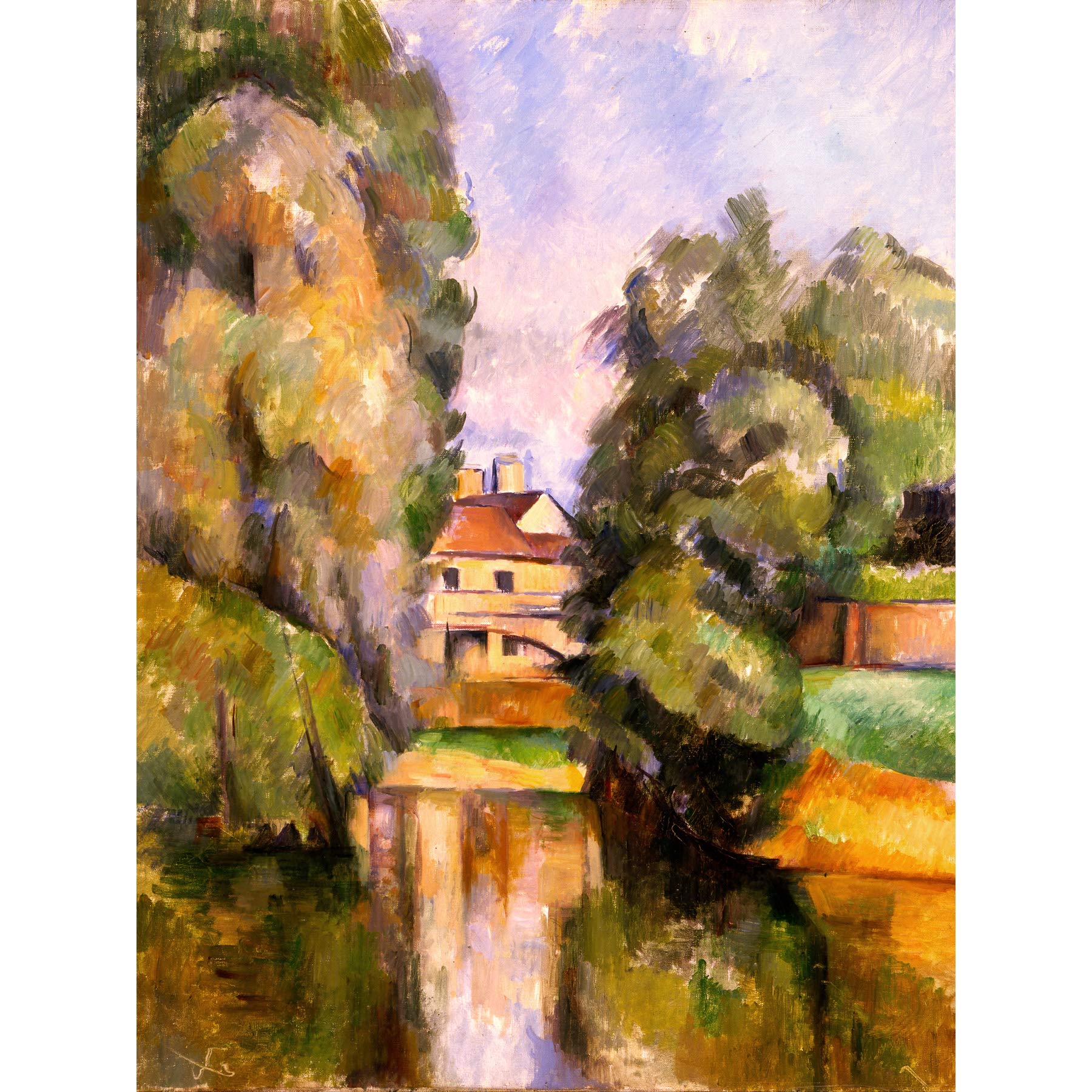 Paul Cezanne Country House By A River Large Wall Art Print Canvas Premium Poster Mural