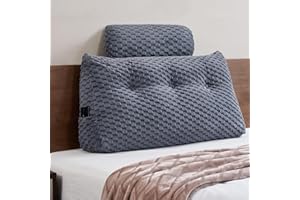 EUHAMS Wedge Headboard Pillow - Bed Wedge Pillow for Headboard Triangular Headboard Pillow with Neck Roll Pillow-Large Bolster Pillow for Sitting in Bed Backrest Positioning Support (Grey,39x8x20 Inches)