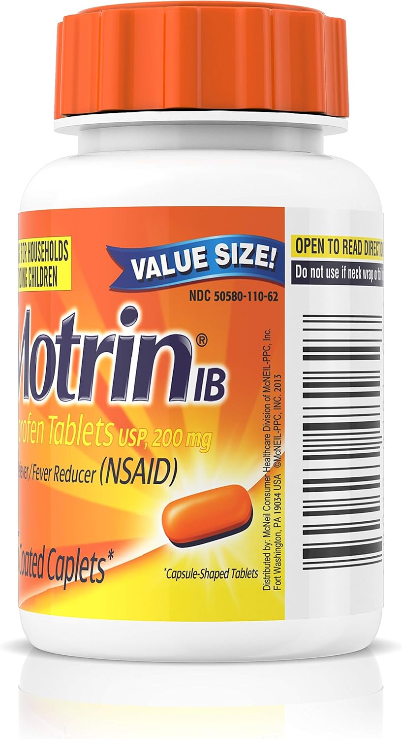 Motrin IB, Ibuprofen 200mg Tablets for Fever, Muscle Aches, Headache & Back Pain Relief, 225 ct.: Health & Personal Care