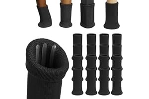 Zoeynex 16 Pcs Black Chair Leg Socks, Non-Slip Furniture Socks with Inner Silicone Grip & Thick Felt Pads for Hardwood Floors. Washable Chair Booties for Square & Round Legs, Reduce Noise