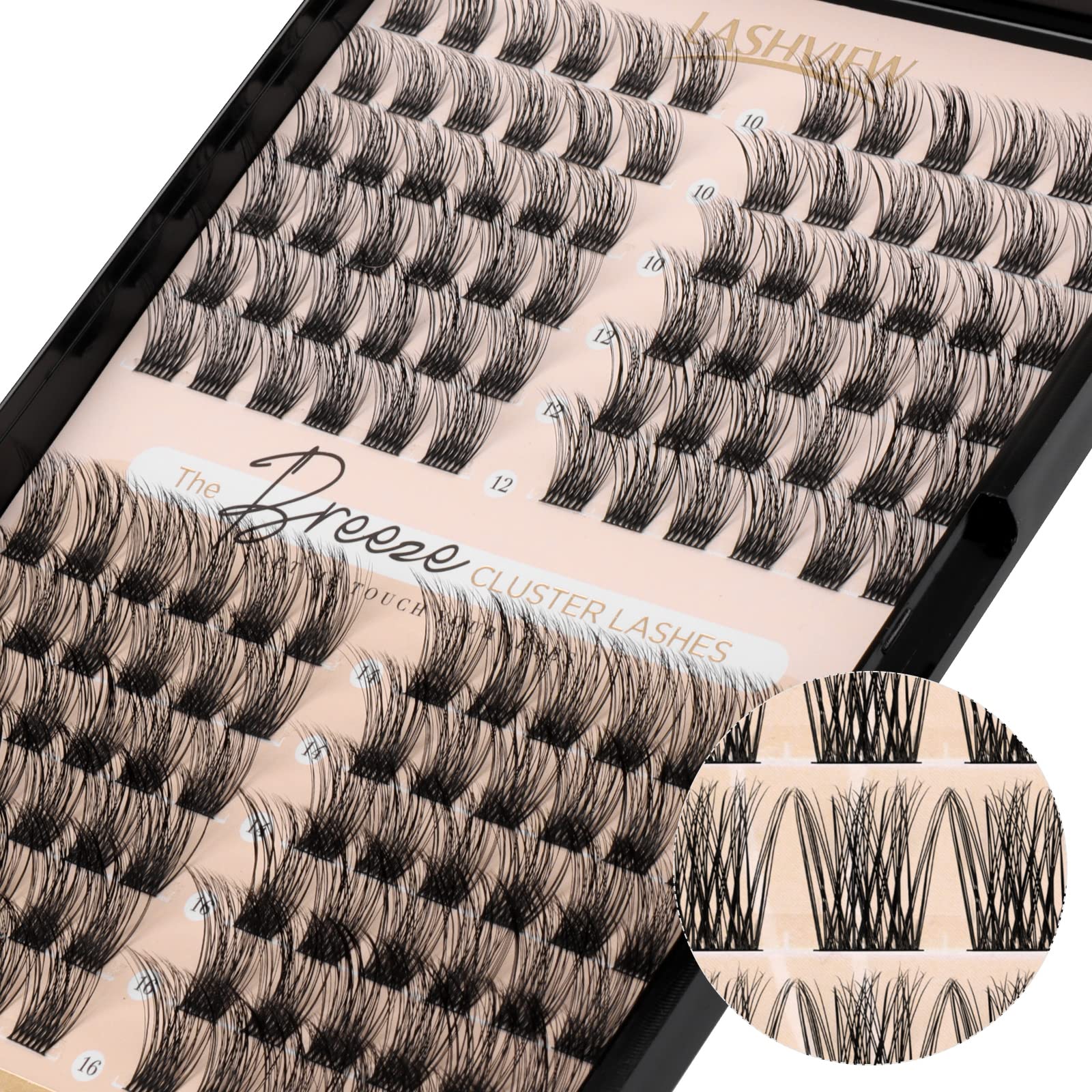 LASHVIEW Lash Clusters 144 Pcs Cluster Lashes DIY Cluster Eyelash Extensions Mega Volume Reusable Individual Lashes Cluster Volume Look Super Thin Band & Soft(Volume,D-10-16mix) — image 1