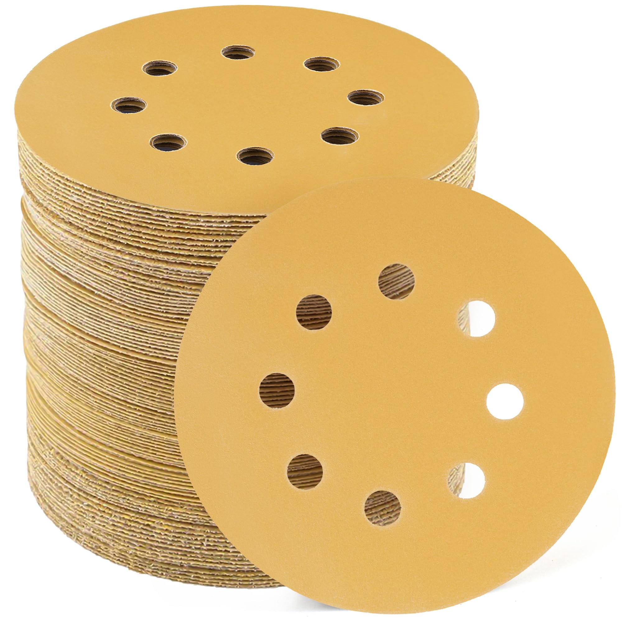 LotFancy 400 Grit Sanding Discs, 5 Inch 8 Hole, Pack of 100, Random Orbital Sander Sandpaper, Hook and Loop Round Sand Paper