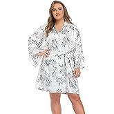 iFigure Women's Plus Size Satin Robes Short Dressing Gown Party Robes